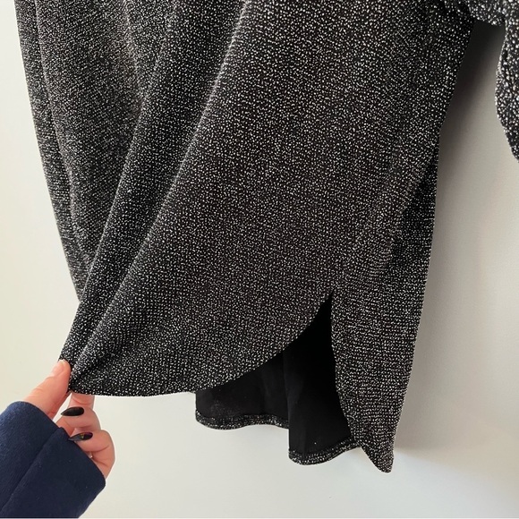 Mango Long Sleeve Collared Neckline Silver Glitter Button Down Shirt Size S NWT - Picture 8 of 16